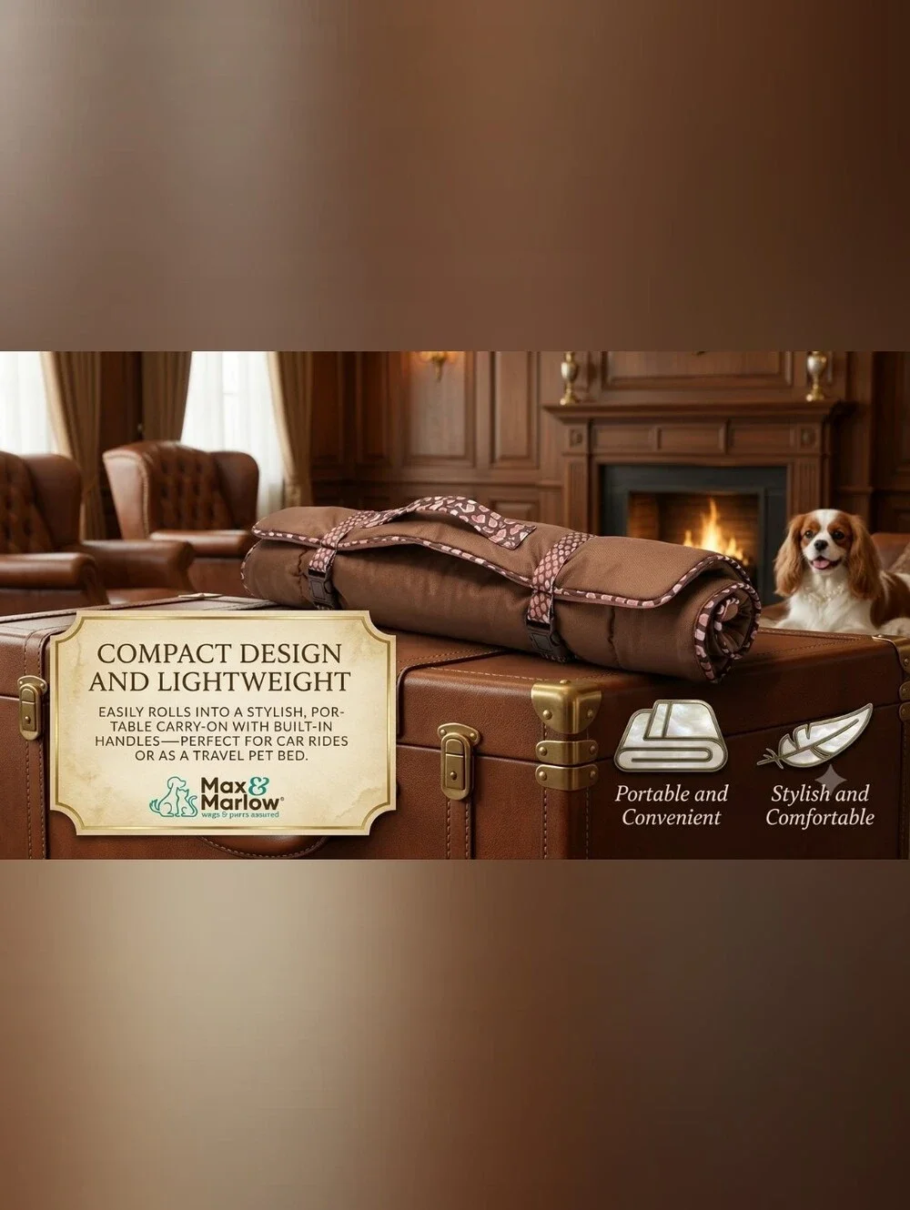Brown Roll-Up Pet Travel Mat